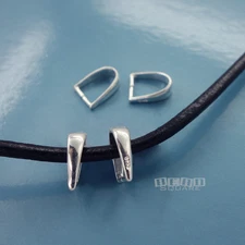 4 Solid Sterling Silver Slider Pinch Pendant Bail Clasp Connectors 9mm #33339