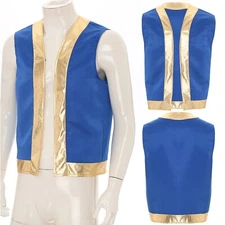 US Men's Toad Costume Sleeveless Vest Waistcoat Arabian Prince Lamp Cosplay