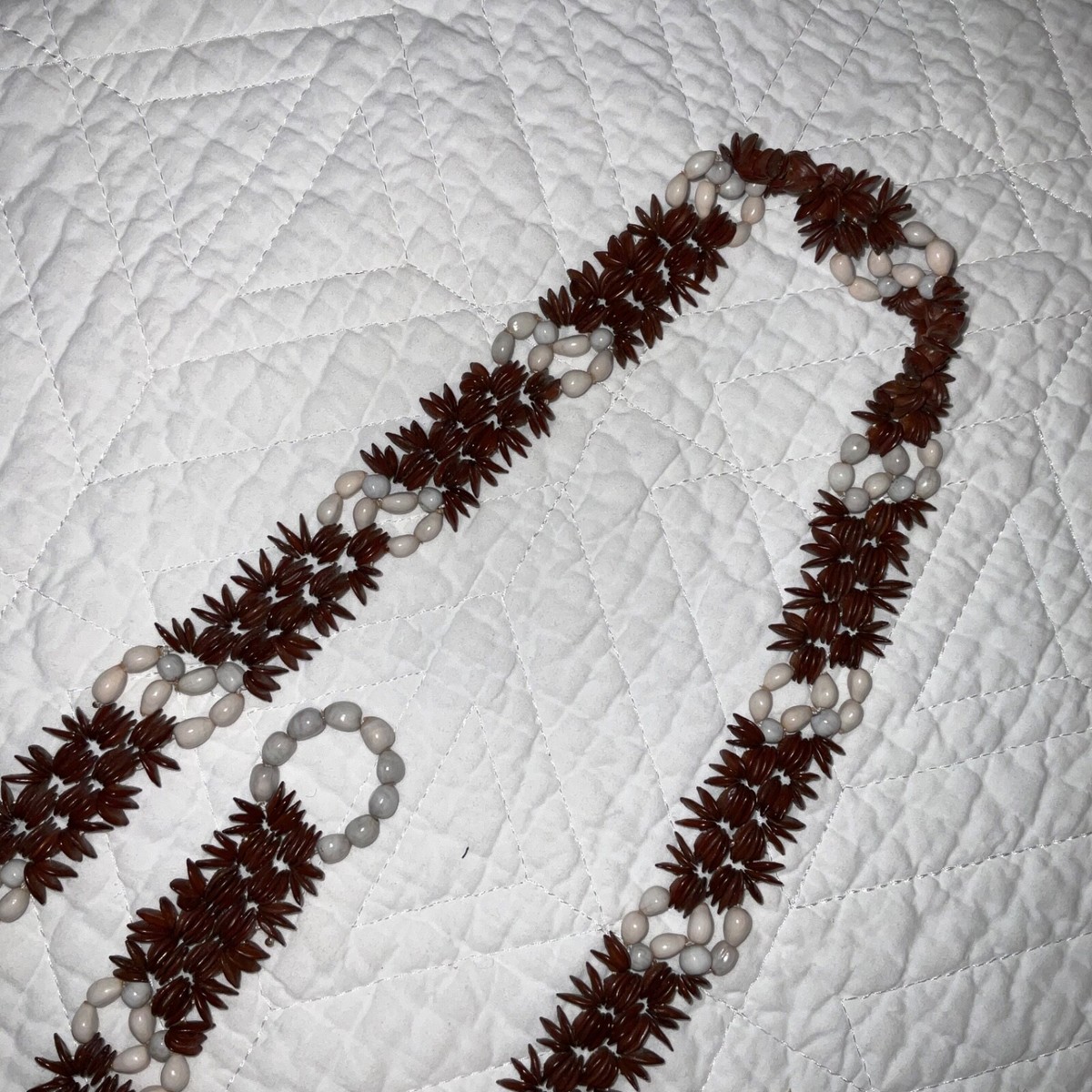Vintage 60s sea shell and seeds BELT Native Beaded belt hand  display picture 3