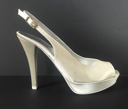 JOEL Scarpe Sposa sandali donna in raso Avorio con tacco alto e plateau |  eBay