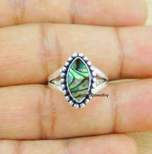 Abalone Shell Gemstone 925 sterling silver handmade Gift Ring US size 5 to 10