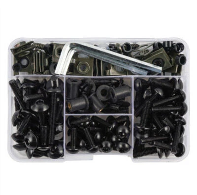 195PCS Motorrad Verkleidungsschrauben Schwarz set für Yamaha Kawasaki BMW Honda