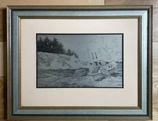 Vintage Jamie Wyeth’s Coast of Maine Etched Art on Sterling Silver w/COA 20”x16”