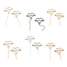 14 Gauge Heart Shield Nipple Barbells 316L Surgical Steel with 18" Ball Chain