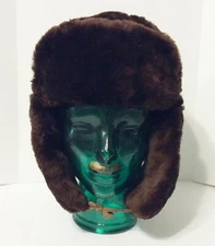 Plush Faux Fur Trapper Hat -Russian Military Style Cap- Ear Flaps Quilted Inside