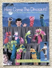 HERE COME THE DINOSAURS - BY LEISURE ARTS - DINOSAUR SOCK PUPPETS, ROOM DECOR