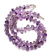 Natural Gem Brazil Amethyst 8 to 9mm Size Faceted Nugget Beads Necklace 18"