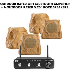Outdoor Package Bluetooth Amplifier 200w + 4x Brown 5.25" Rock Speakers Rx550