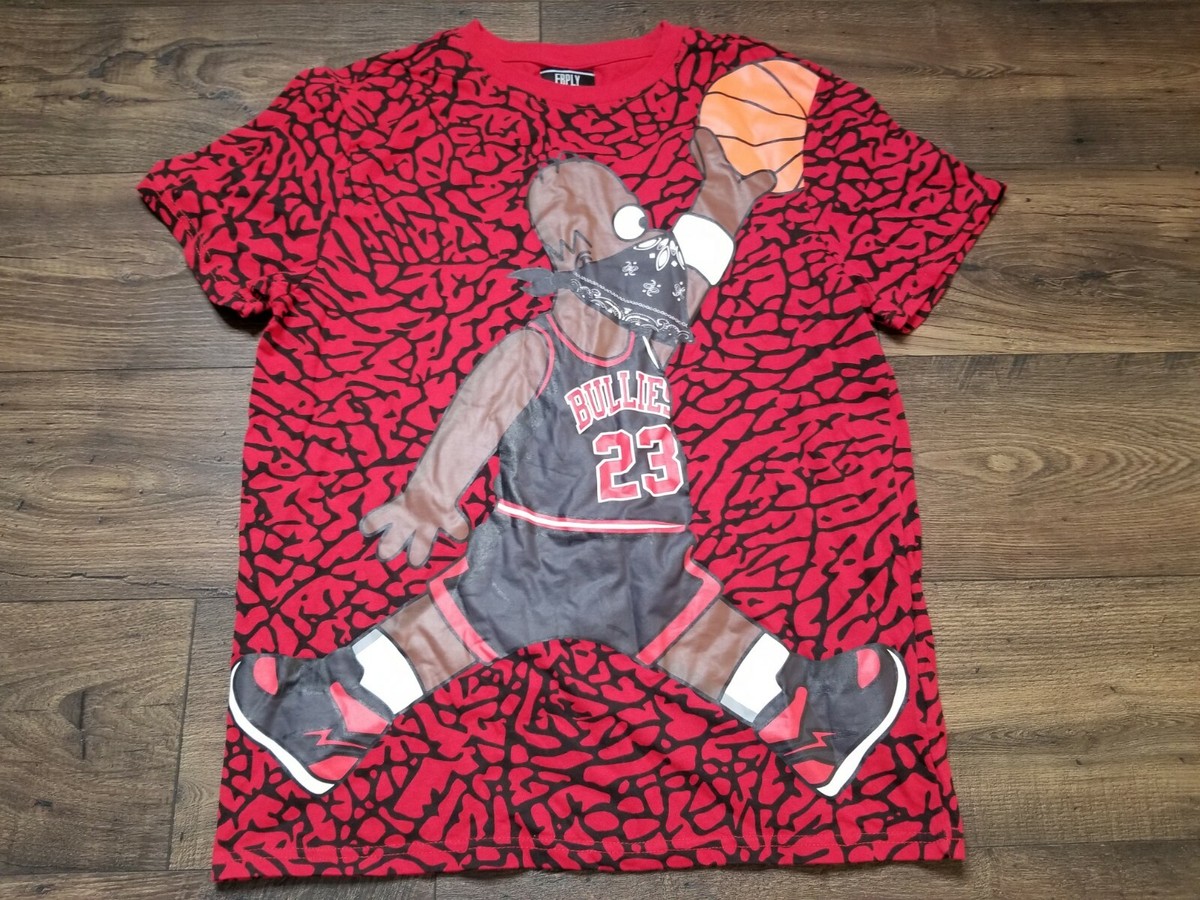 Retro Mens L Homer Simpson Basketball Trap Sport Short Sleeve T Shirt