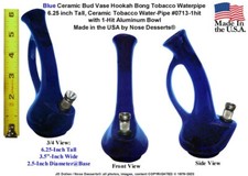Jarrón con cuello doblado de vidrio de cerámica azul cachimba bong tabaco pipa de agua 0713blu-1Hit