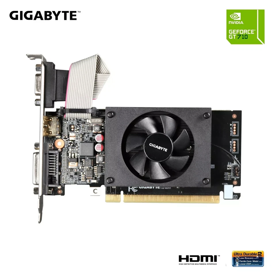 GIGABYTE GeForce GT 710 2GB DDR3 PCI Express 2.0 Low Profile Video Card - Image 2 of 4