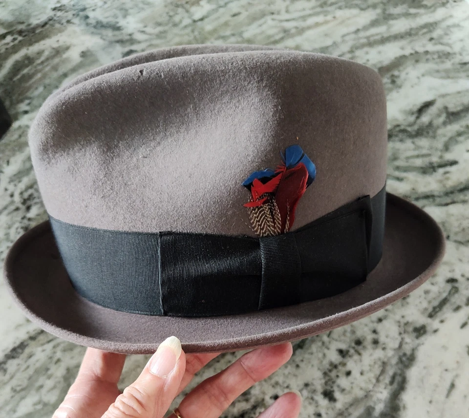 Vintage Stetson Fedora 'Custom V' Grey 1930s Size 7 w/Box - RARE! - Image 2 of 4