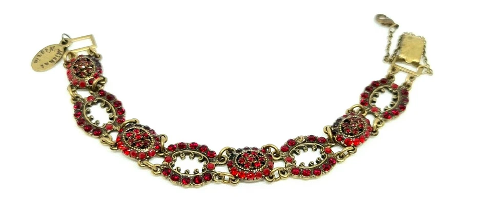 Hermosa Pulsera Michal Negrin Cristal Rojo Suave Única. Foto 2 de 4