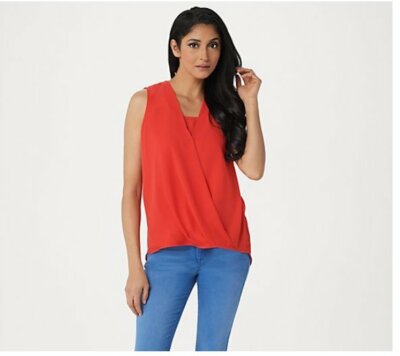 Laurie Felt Sleeveless Wrap Blouse in Red, Medium, A352556 Laurie Felt Sleeveless Wrap Blouse in Red, Medium, A352556