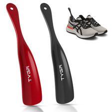 TYGA Shoe Horns, Snap-Proof, Flexible Strong Plastic (19cm) (2pk) (Black, Red)