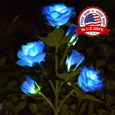 Flores artificiales realistas a prueba de agua [6 flores mejoradas], azul NEW US