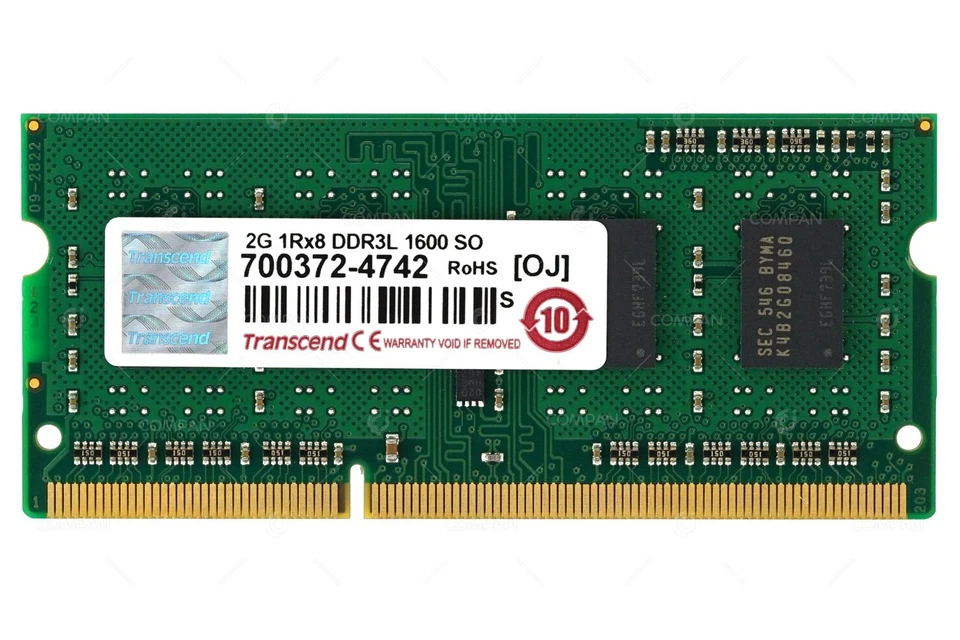 700372-4742 TRANSCEND MEMORY 2GB 1RX8 DDR3L 1600 SO DIMM PC3 FOR CELVIN NAS Q90 - Immagine 2 di 3