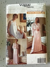 Vogue 7653 Misses Nightgown & Robe Size L-XL C.1989 Factory Folded