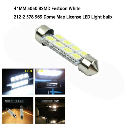50x 41MM 5050 8SMD Festón LED Blanco Cúpula Mapa Licencia Interior Bombillas 212-2 Foto 2 de 4