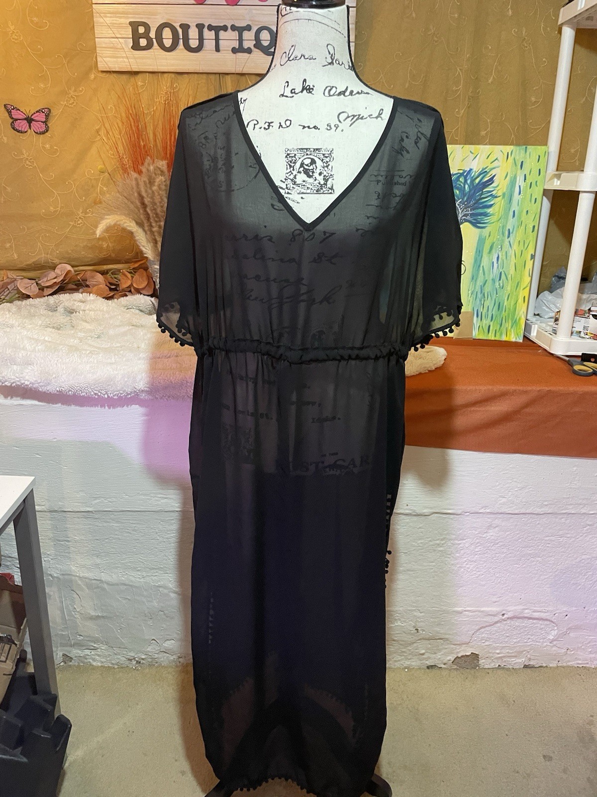 SheIn Black Swim suit cover Dress Size large