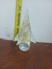 ​Vintage Murano Style Art Glass Christmas Tree Figurine Gold Dust Swirl...