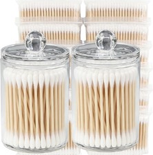 Cotton Swabs, 1200 Count Bamboo Sticks Cotton Swabs with 2 Clear Container