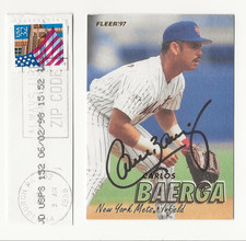Carlos Baerga 1997 Fleer Baseball #391 Auto Autographed Signed New York Mets