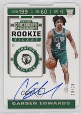 2019 Contenders Rookie Photo Variation Ticket Stub 19/29 Carsen Edwards Auto 3hd
