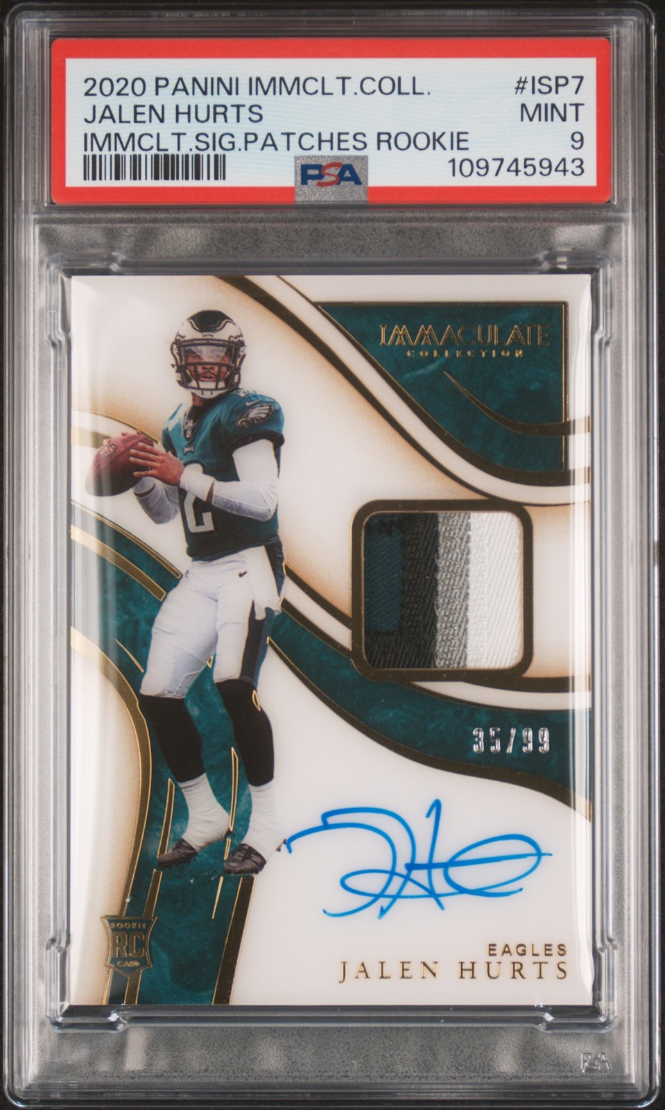 2020 #ISP7 JALEN HURTS 35/99 PSA 9 AUTO