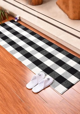 2ft X 6ft Buffalo Plaid Rug | Black and White Check Rug| Buffalo Plaid Door Mat