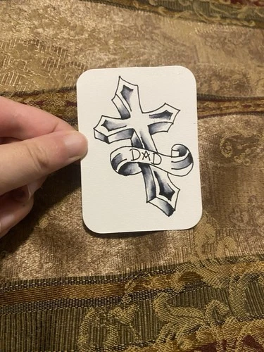 Dad Cross Tradition Tattoo Art Card ACEO