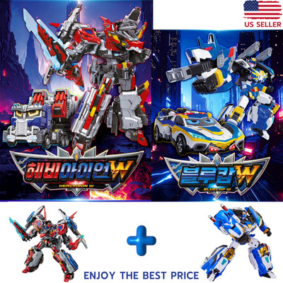 Metal Cardbot W HEAVY IRON W & BLUE COP W Main 2-Transformer Robots car set 2025