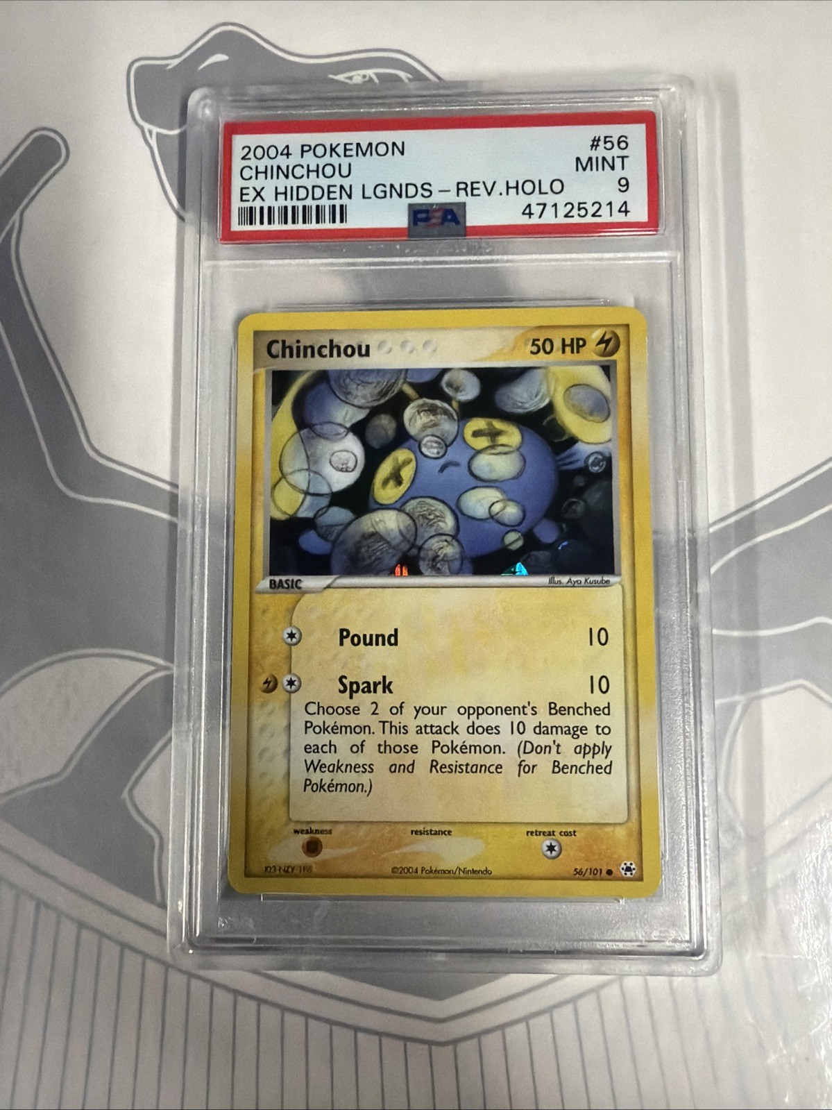Pokemon TCG Ex Hidden Legends 2004 Chinchou reverse foil 57 PSA 9 Mint