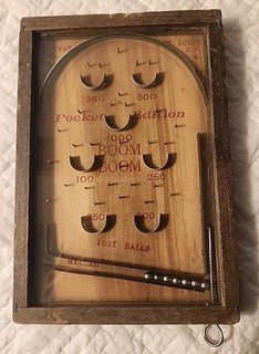Miniature Harvey Mfg St. Louis MO Wooden Pocket Edition Boom Boom Pinball