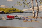 VTG Framed Birch Trees & Lake Cross Stitch Art Framed 24x19" Needlepoint — photo 4