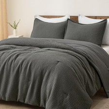 PHF Ultra Soft Waffle Weave Comforter Set King Size, 3 Pieces Lightweight Bre...