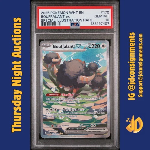 Bouffalant EX 170/086 Special Illustration Rare 2025 White Flare PSA 10 GEM MINT