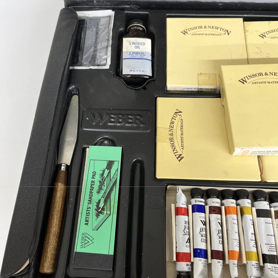 Vintage Weber Winsor & Newton Artist Painting Set Watercolor Oil Pastel Kit - Image 2 of 4