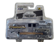 Greenlight Brown 1986 Chevy K-30 with Gooseneck Trailer & 1983 C-10 truck 1/64