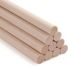 10Pcs 1/2" x 12" Hardwood Craft Dowel Rods