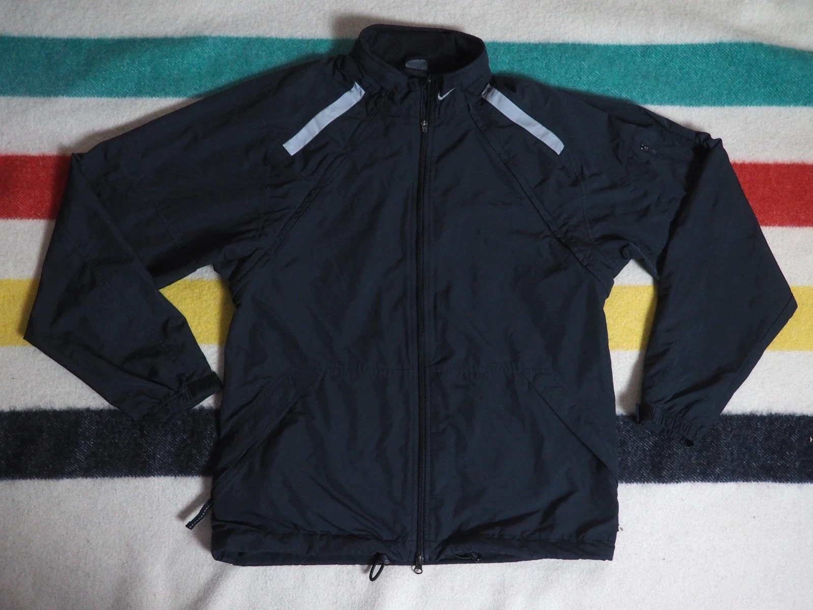 VTG Y2k 2000s Nike Dark Gray Climalite Mini Swoosh Nylon Windbreaker Jacket L