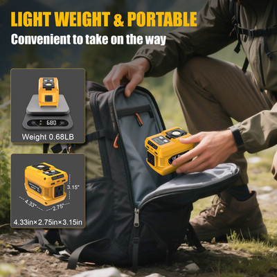 Power Inverter Compatible with Dewalt 20V Battery, DC 20V to AC 110V with LED