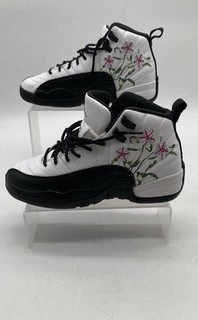 Nike Boys Air Jordan 12 Retro DR6956 100 White Black Sneaker Shoes Size 5.5Y