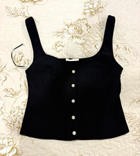 ZARA Womens Black Square Neck Sleeveless Wide...