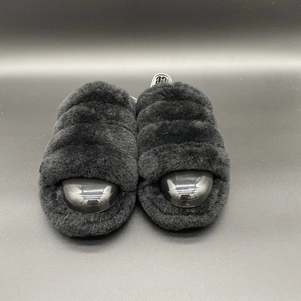 Sandalias con cordones UGG para niñas pelusa sí deslizables talla US para mujer 4 piel negra en caja Foto 4 de 4