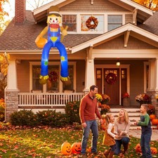 Thanksgiving 8FT Inflatable Scarecrow with Lights, Outdoor Yard Blow-Up Decor