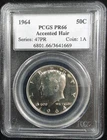 1964 50C Silver Proof Kennedy Half Dollar Accented Hair PCGS PR66 8255