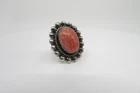 Estate Vintage/Signed Taxco Pink Rhodochrosite-925 Sterling Silver Ring