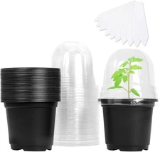 Plant Nursery Pots with Humidity Dome 4" Soft Transparent Plastic Gardening Pot