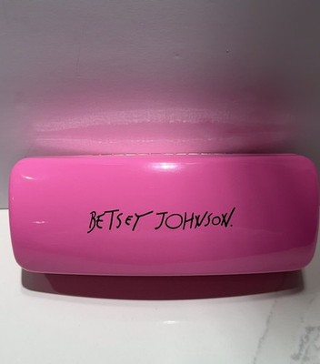 NEW Betsey Johnson Glossy Hot Pink Leopard Print Clamshell Glasses Case No Cloth